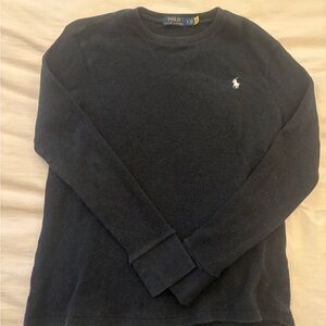 Polo Ralph Lauren Black Waffle Knit Long Sleeve Shirt Men’s Large